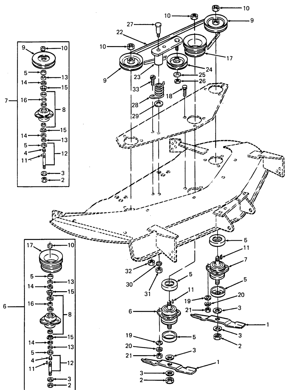 Blades And Spindles Diagram and Parts List for 35950C 190359100-SGT Cub Cadet Lawn Tractor